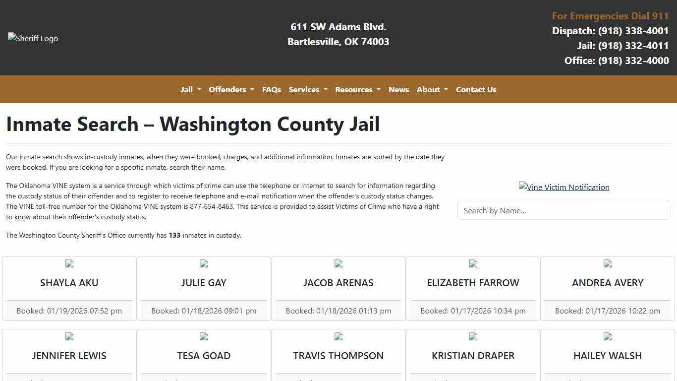Inmate Search | Washington County Sheriff's Office